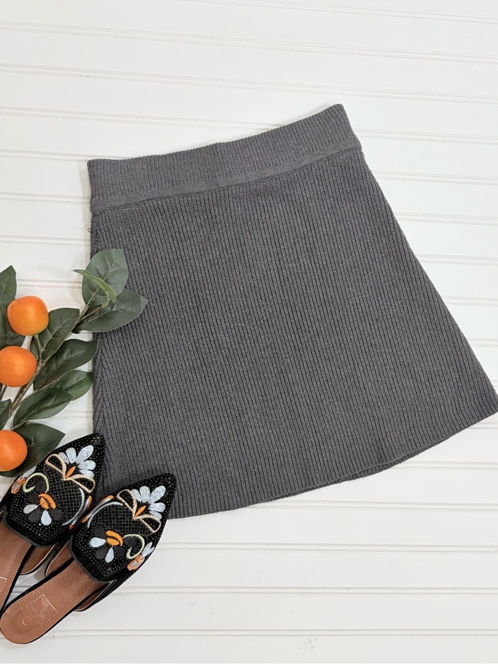 ZARA Ribbed Sweater Skater Mini Skirt